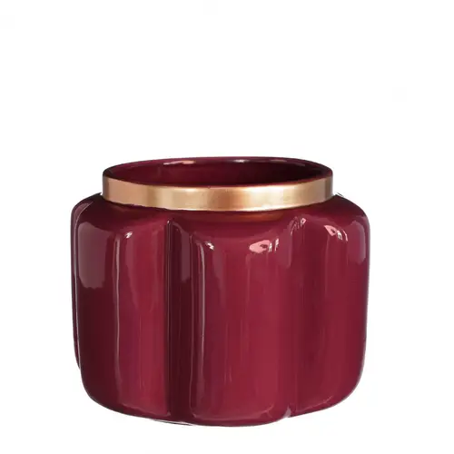 Keramik Übertopf Pouff weinrot D15.5cm H12cm