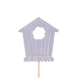 Vogelhaus auf Stab lila 7.5cm L50cm