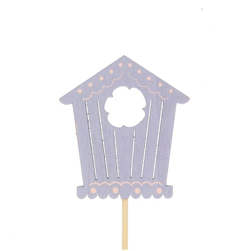 Vogelhaus auf Stab lila 7.5cm L50cm