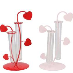 Glas Röhrenflaschen Metall +Herz mix 12x10x21cm