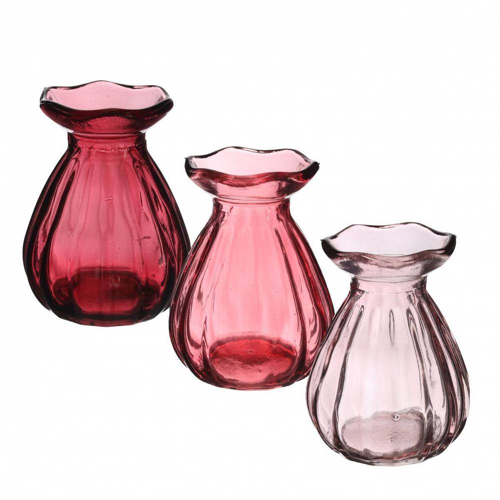 Glas Flasche Fleur rot mix D03/07cm H09cm