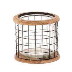 Teelicht Lodge netting natur D13cm H12cm