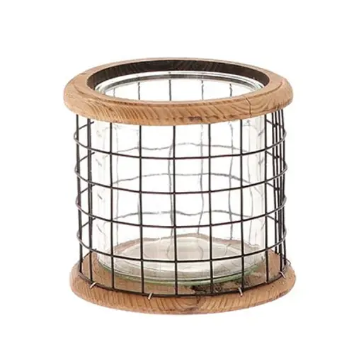 Teelicht Lodge netting natur D13cm H12cm