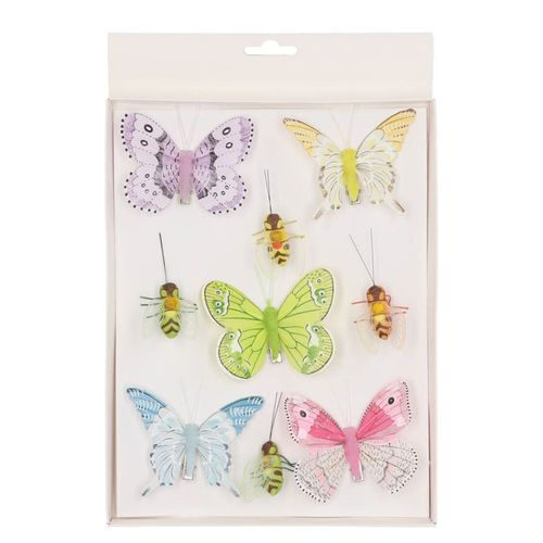 Schmetterling/biene auf Klip 5-8cm mix