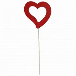Herz auf Stab offen rot D07cm L50cm