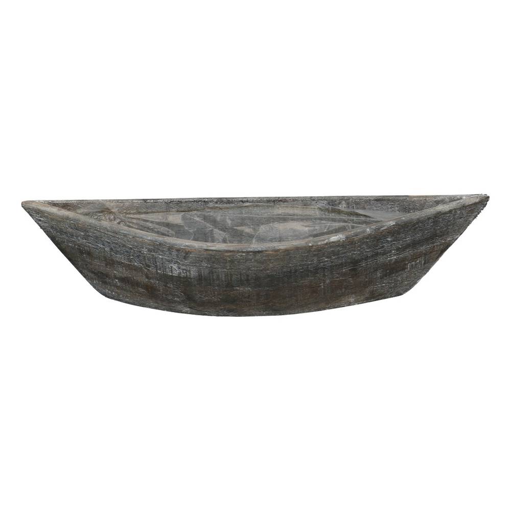 Holz Schale Boot grau 42x14x08cm