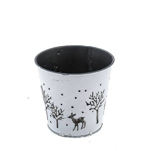 Zink Übertopf Winter weiss D13cm H12cm 