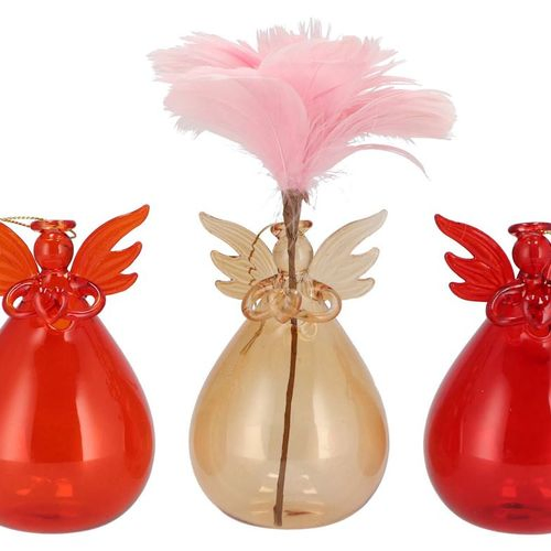 Engel Vase glas orange mix 7x12cm