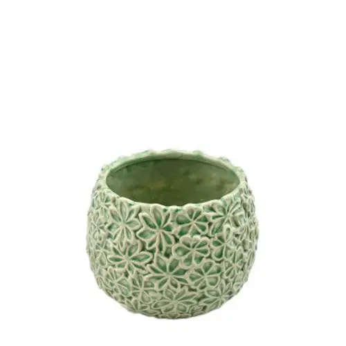 Keramik Übertopf Aona grün D15cm H10.5cm