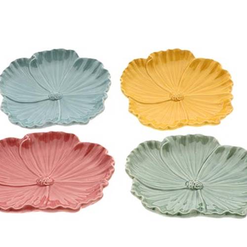Keramik Teller Blume 4/Set D20.5cm H03.5cm