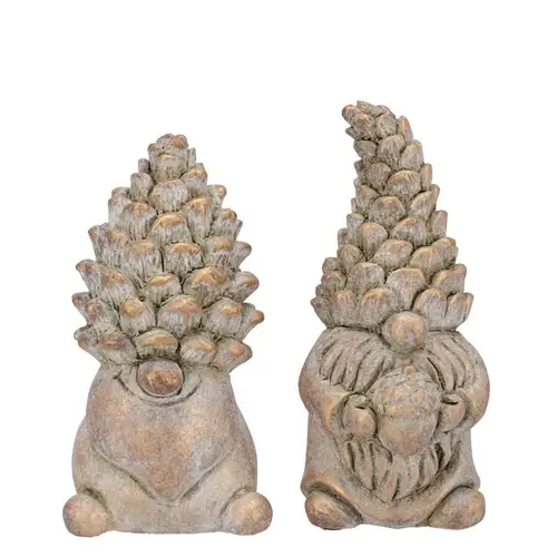 Beton Deko Gnom Tannenzapfen mix gold 09x09x16cm