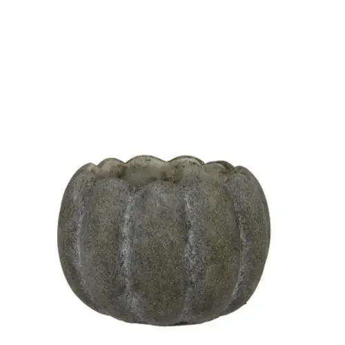 Keramik Übertopf Kürbis grün D13.5cm H09.5cm
