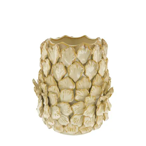 Keramik Vase Leaf creme D19cm H23cm 