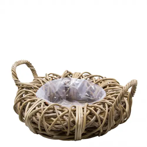Rattan Topf Terima +Henkel braun D40cm H12cm