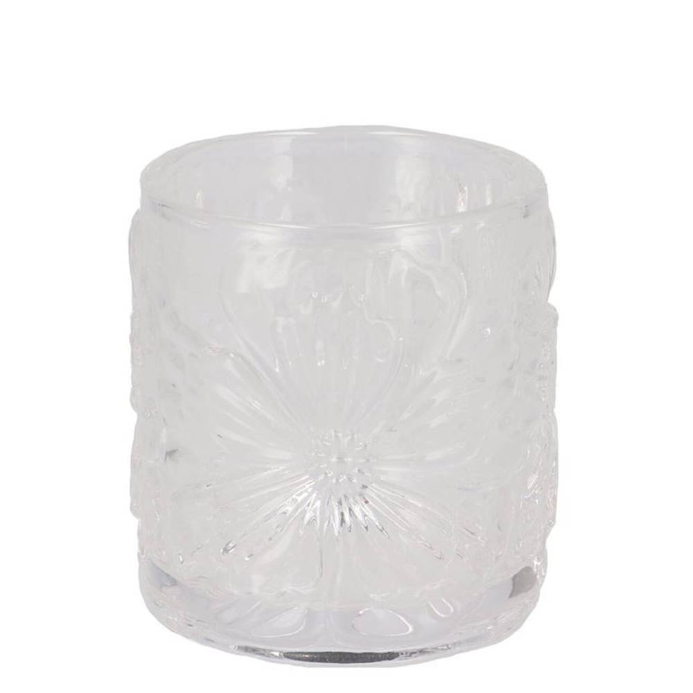 Glas Teelicht Mille Blume 09x09x10cm