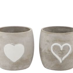 Keramik Übertopf Liebe weiss mix 14x14x13cm