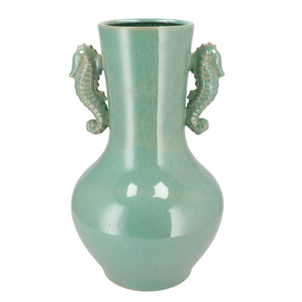 Keramik Vase Seepferdchen grün 26x26x45cm