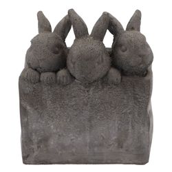 Deko Kaninchen Stein grau 18x15x21cm