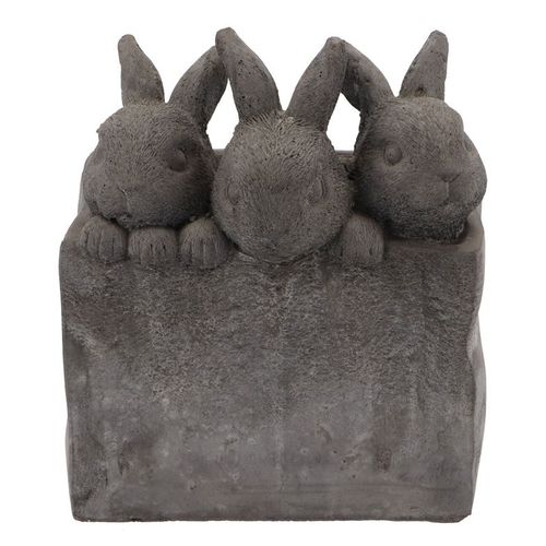 Deko Kaninchen Stein grau 18x15x21cm