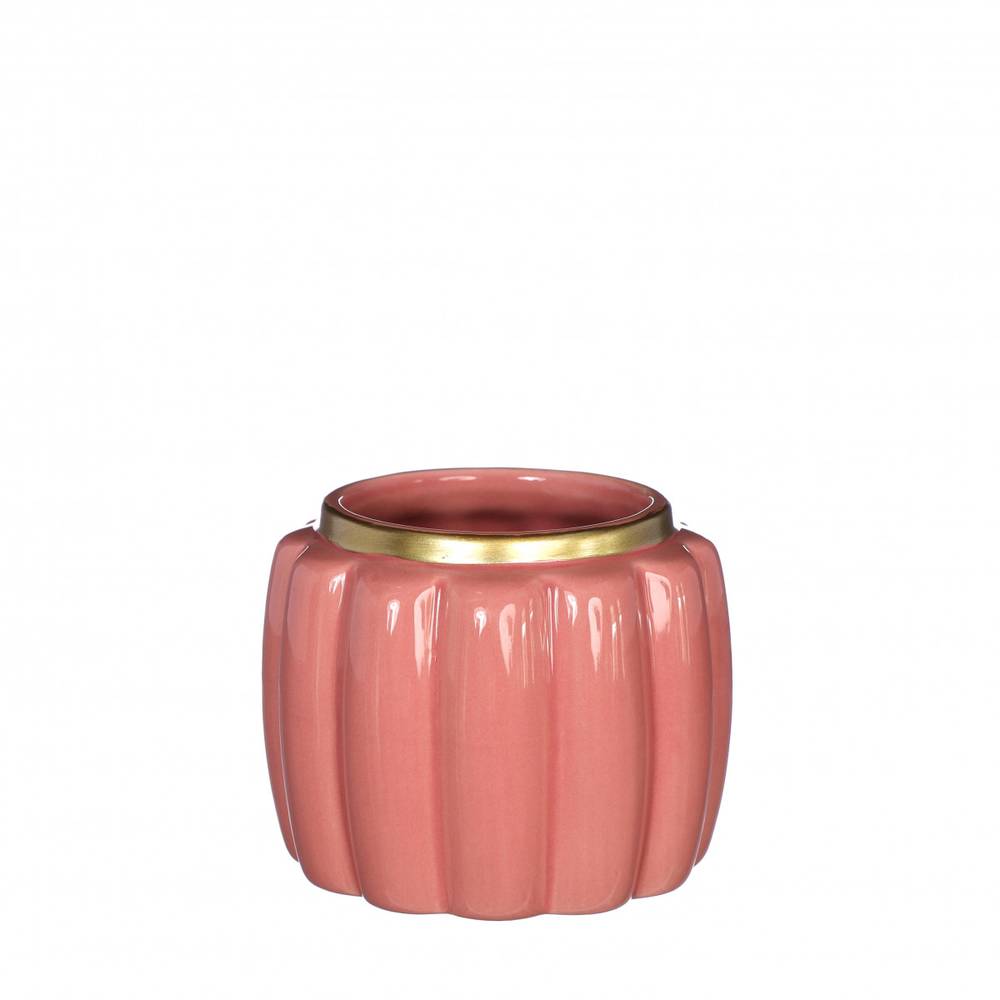 Keramik Übertopf Pouff lachs D09.5cm H07.5cm