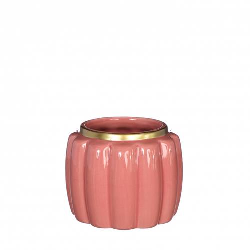 Keramik Übertopf Pouff lachs D09.5cm H07.5cm