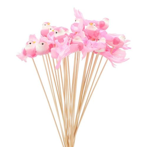 Vogel auf Stab rosa L50cm D11cm x25