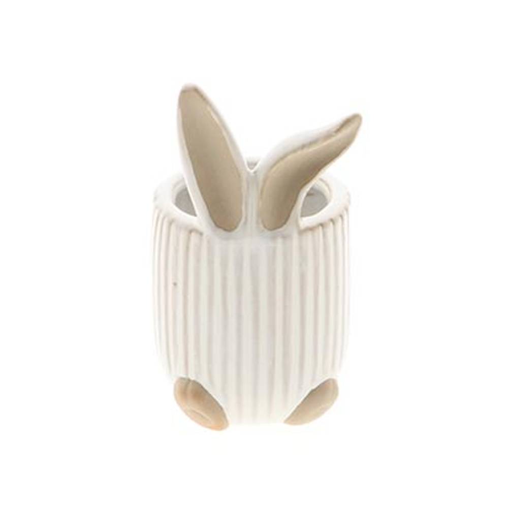 Keramik Übertopf Hase mit Ohr weiss D06.5cm H12.5cm