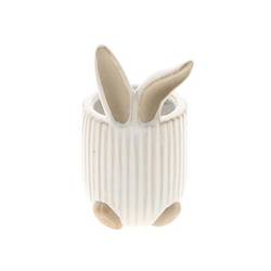 Keramik Übertopf Hase mit Ohr weiss D06.5cm H12.5cm