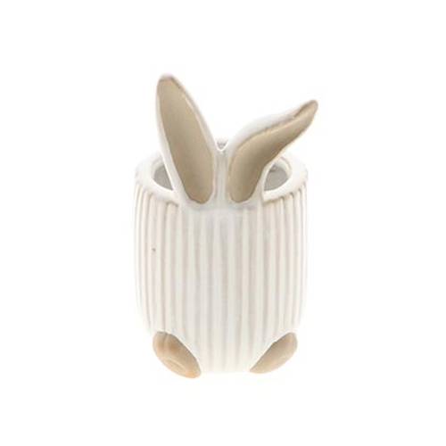 Keramik Übertopf Hase mit Ohr weiss D06.5cm H12.5cm