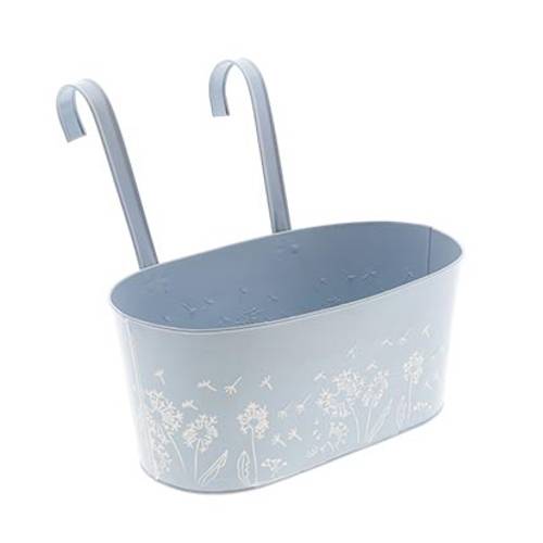 Zink Blumenampel blau 32x25cm