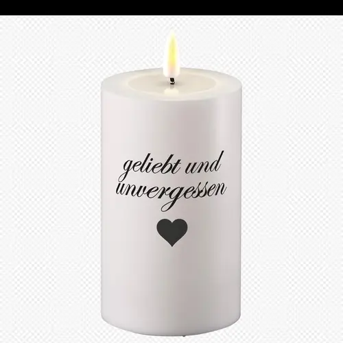 LED Grabkerze geliebt&unvergessen D08cm H15cm exkl Bat