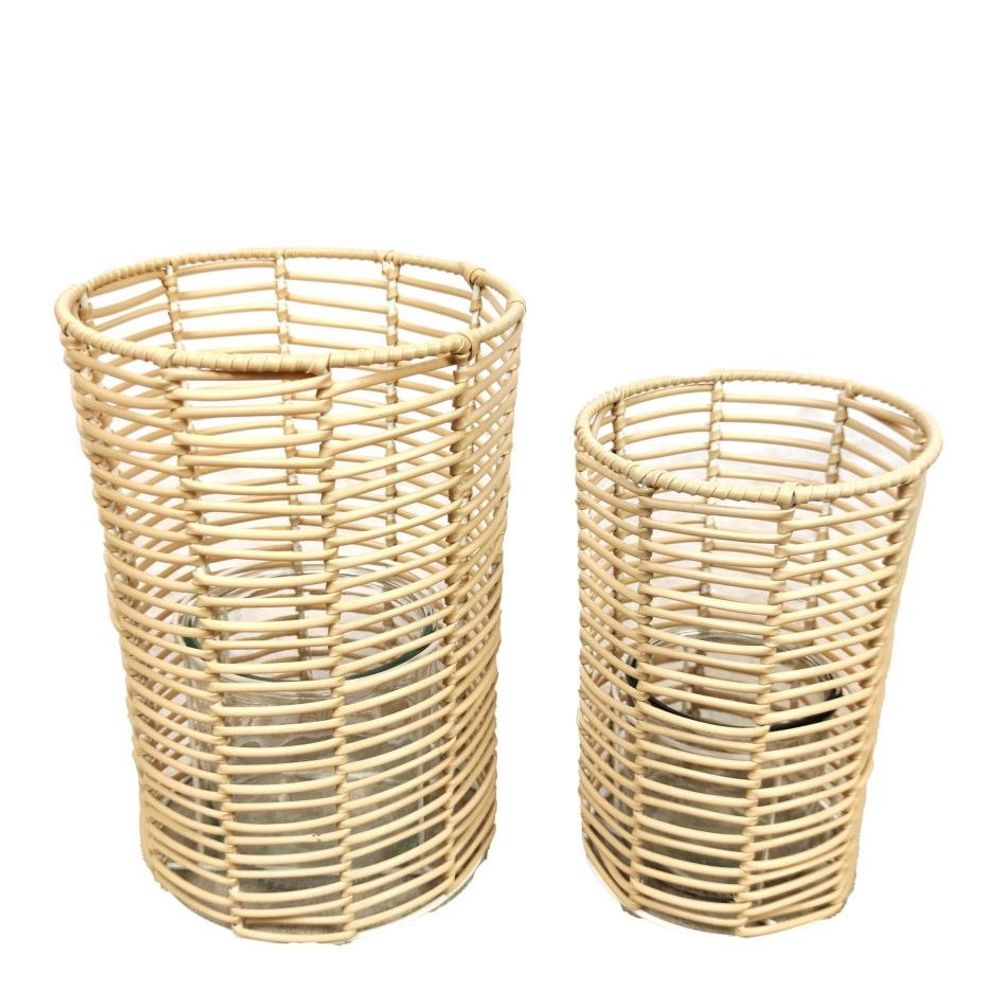 Laterne Rattan Set von 2 D19cm H28cm