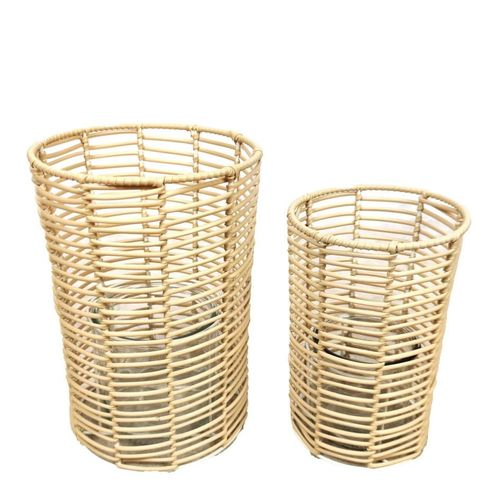 Laterne Rattan Set von 2 D19cm H28cm
