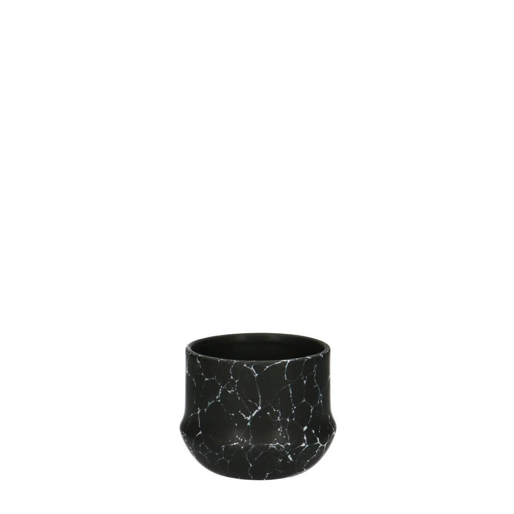 Keramik Übertopf Marble schwarz D08cm H07cm
