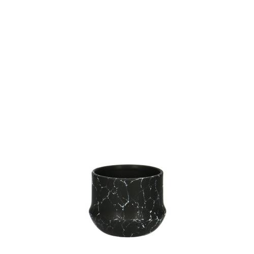 Keramik Übertopf Marble schwarz D08cm H07cm