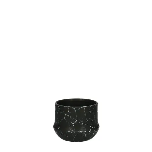 Keramik Übertopf Marble schwarz D08cm H07cm