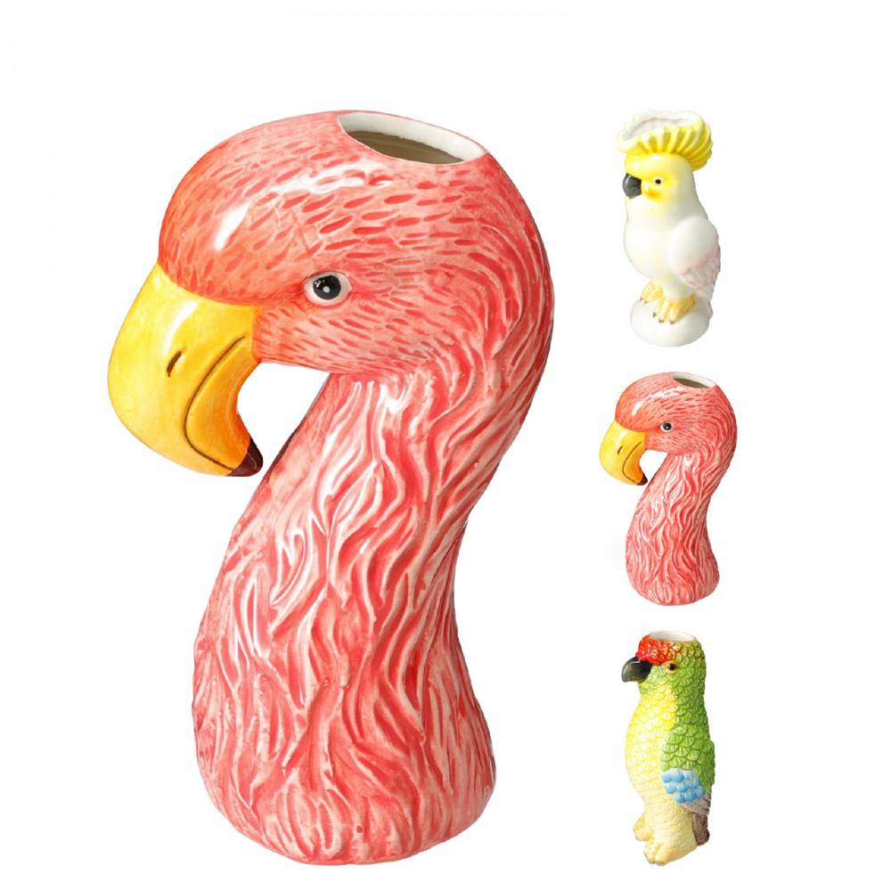 Keramik Vase Vogel mix 10x07x17cm 