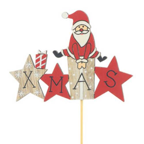 Weihnachtsmann auf Stab rot L10cm D09cm