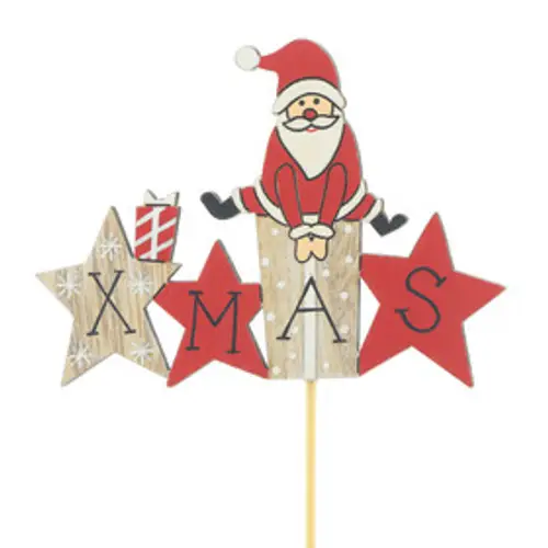 Weihnachtsmann auf Stab rot L10cm D09cm