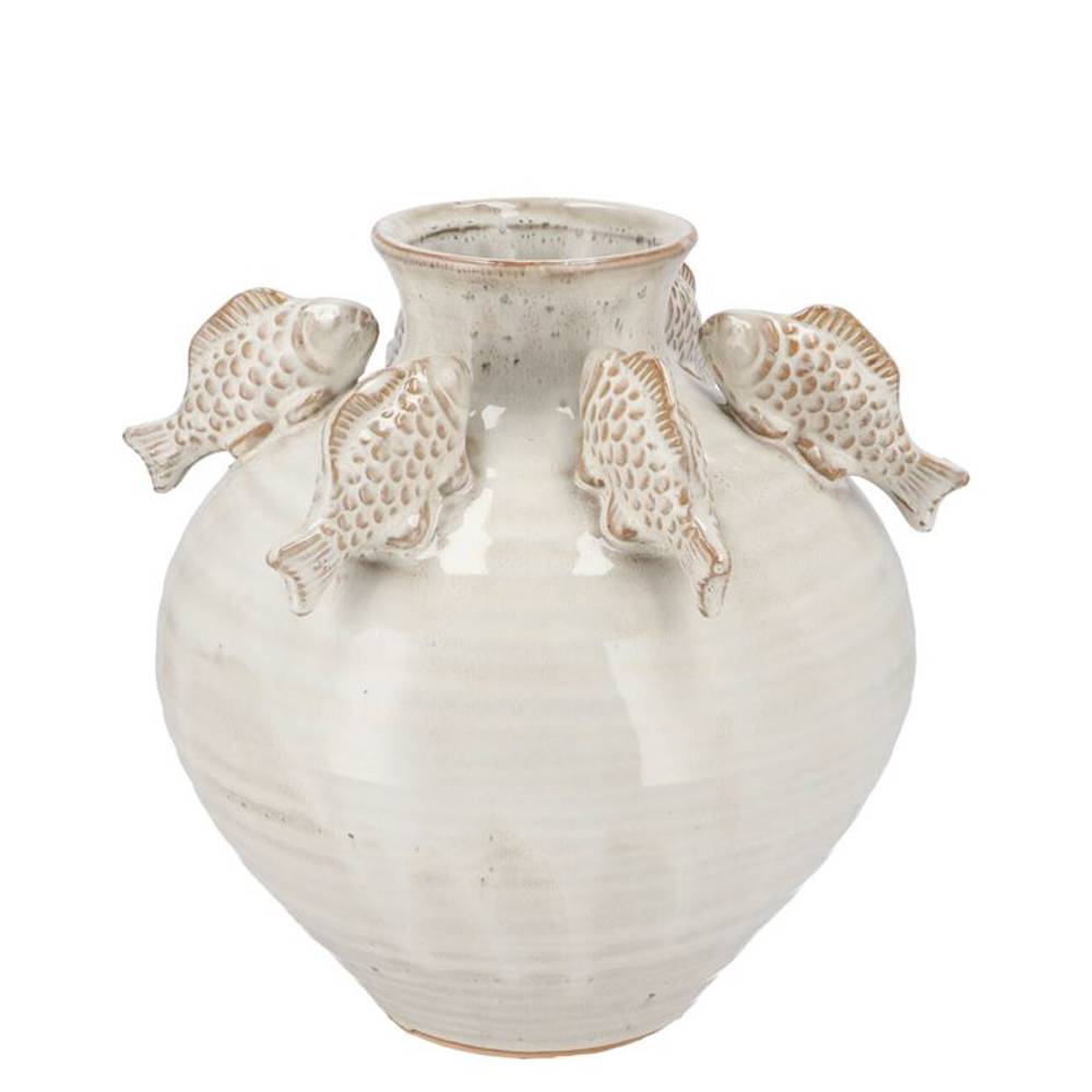 Keramik Vase Fisch weiss 23x23x23cm
