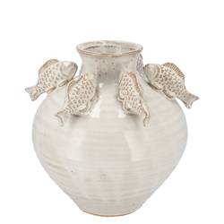Keramik Vase Fisch weiss 23x23x23cm