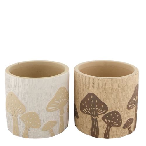 Keramik Übertopf Pilz grau/braun D14cm H13cm