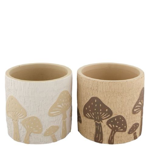 Keramik Übertopf Pilz grau/braun D14cm H13cm