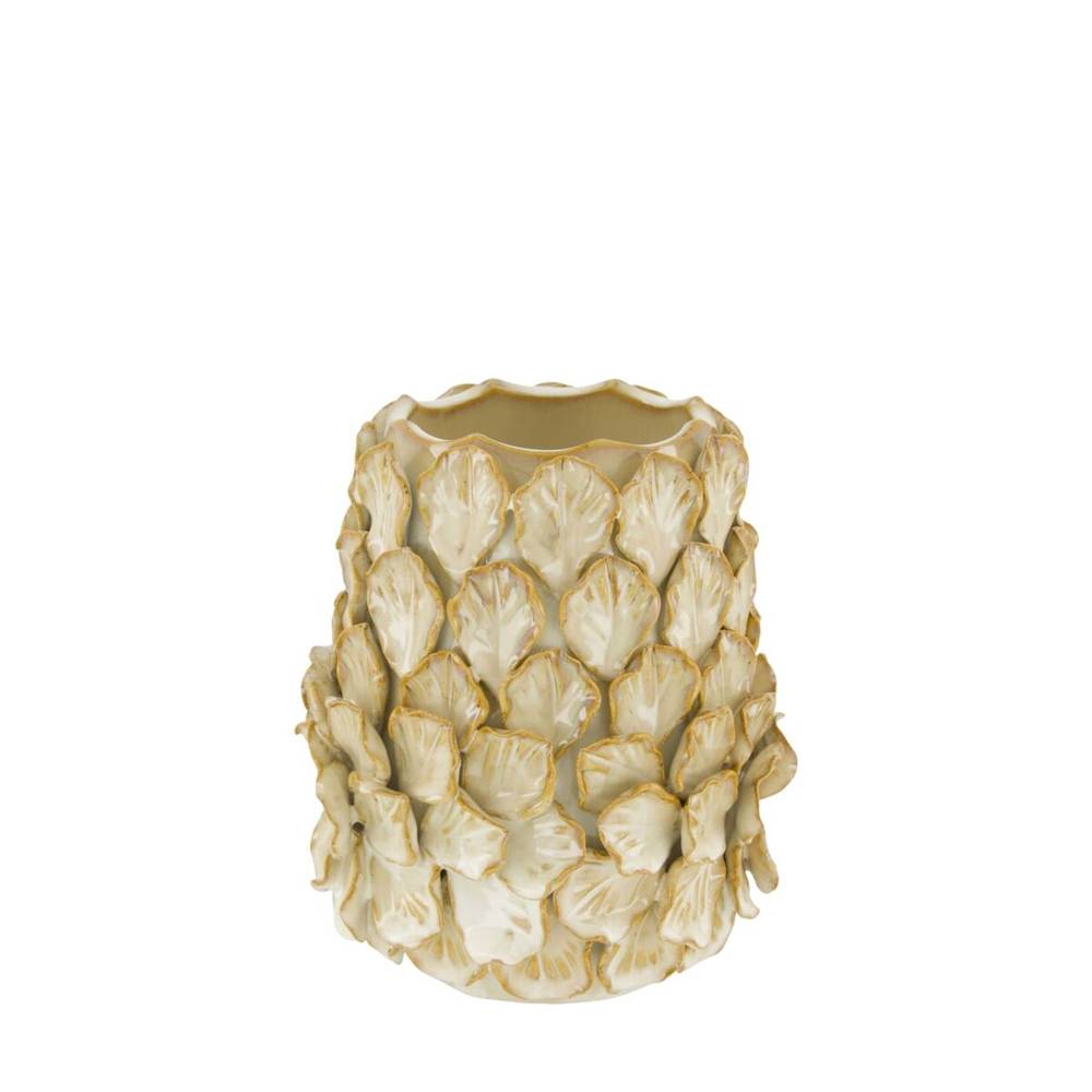 Keramik Vase Leaf braun D16cm H18cm