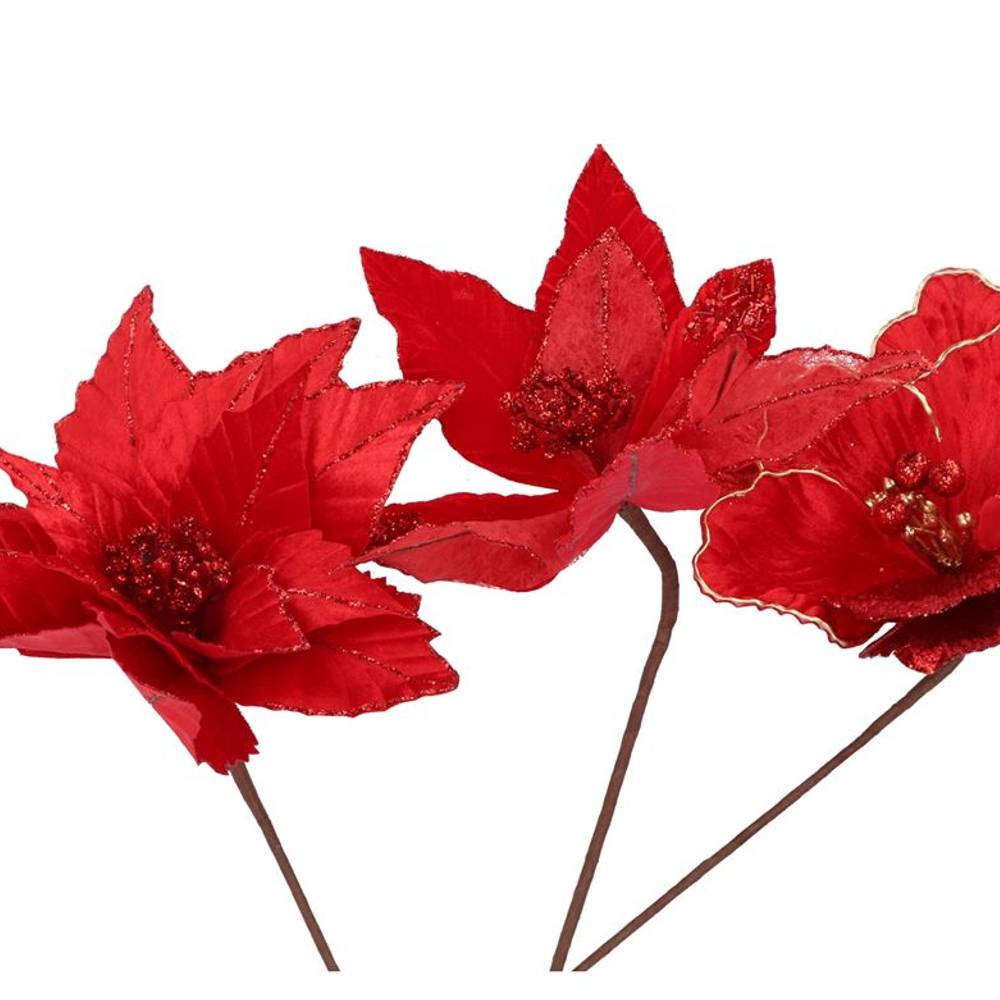 Seiden Poinsettia mix rot L27cm