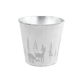 Zink Übertopf X-mas silber D15.5cm H15cm