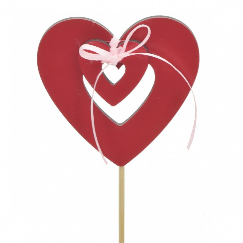Herz auf Stab rot L10cm D08cm