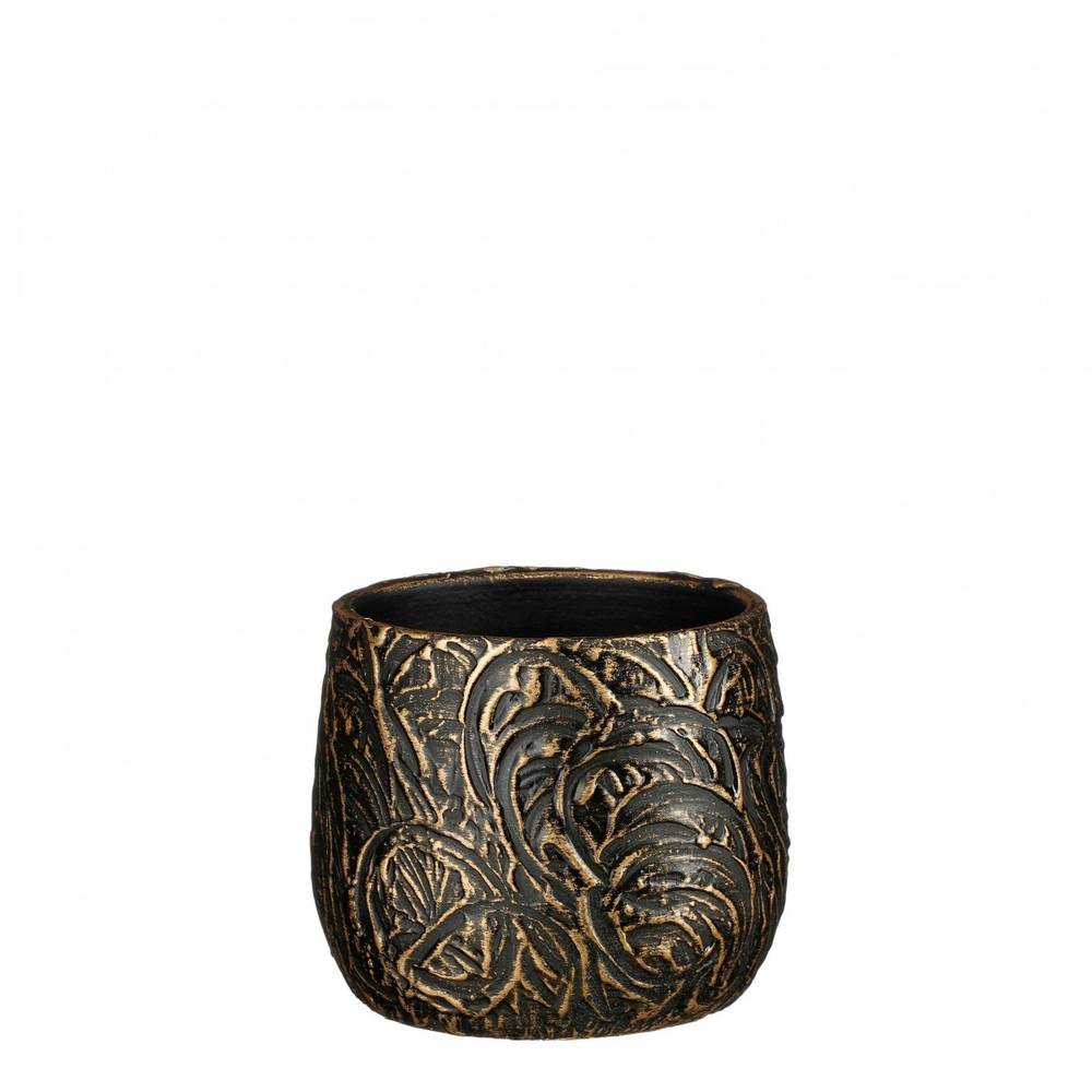 Keramik Übertopf Arthur schwarz/gold D19.5cm H15.5cm 