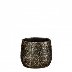 Keramik Übertopf Arthur schwarz/gold D19.5cm H15.5cm 