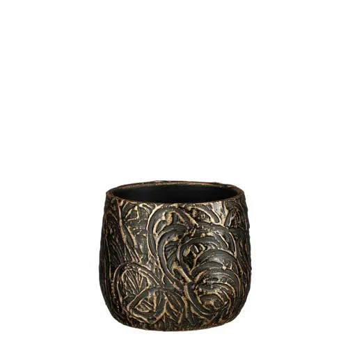 Keramik Übertopf Arthur schwarz/gold D19.5cm H15.5cm 